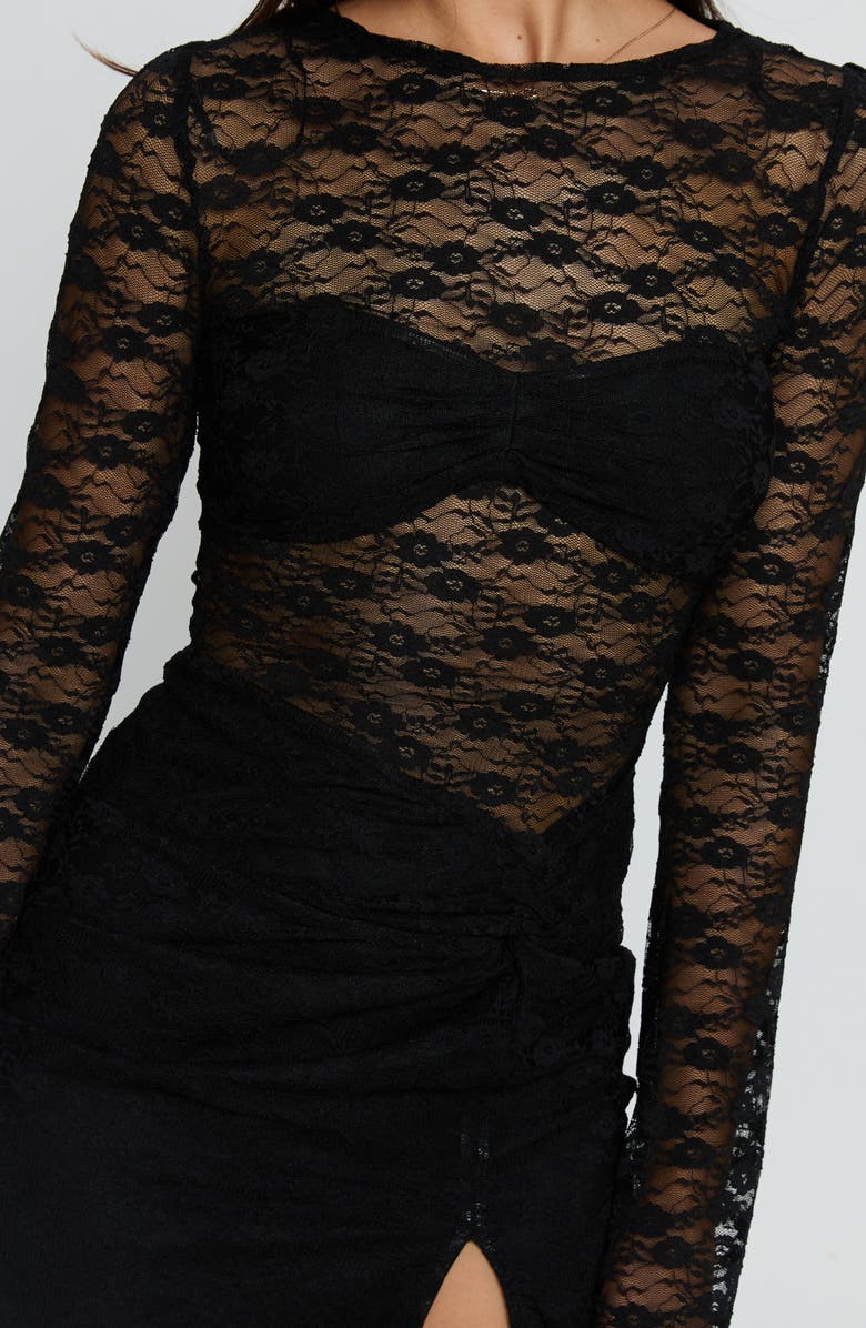 Princess Polly Best You Had Lace Long Sleeve Minidress, Alternate, color, Black