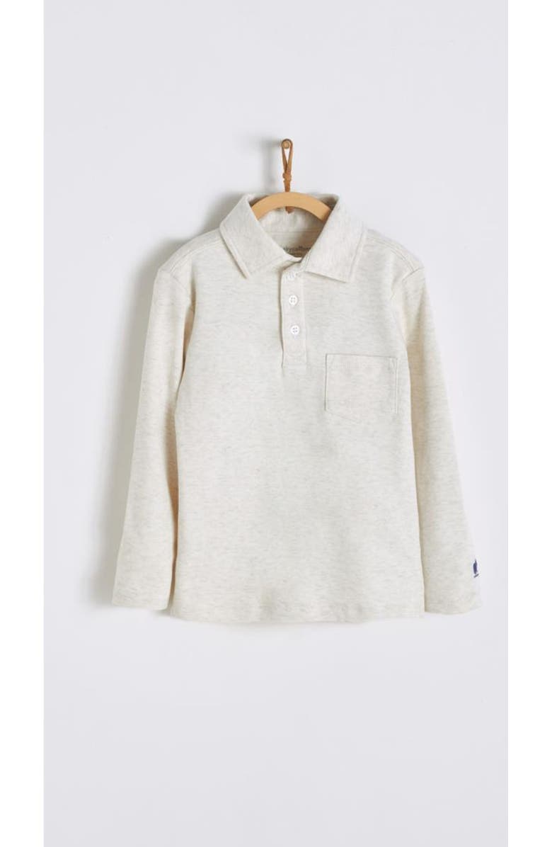 Babycottons Pima Colors Long Sleeve Polo for Big Kid, Main, color, Beige/Melange