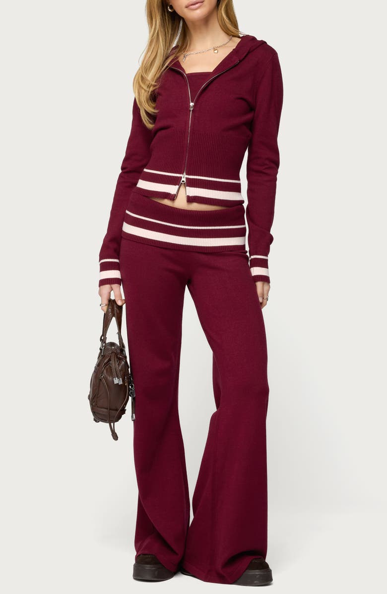 EDIKTED Kaliya Zip-Up Knit Hoodie, Alternate, color, 