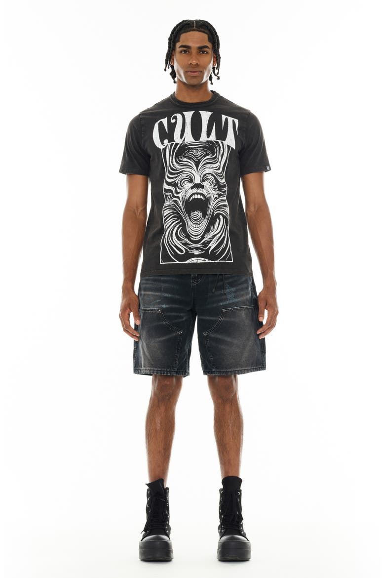 Grunge Carpenter Denim Shorts, Alternate, color, BLACK CANVAS