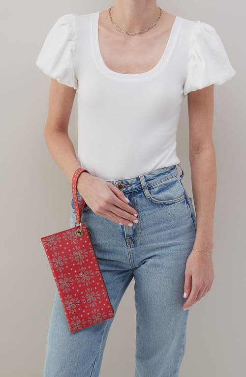 Hobo Vida Coated Canvas Wristlet In Red Journey Bandana
