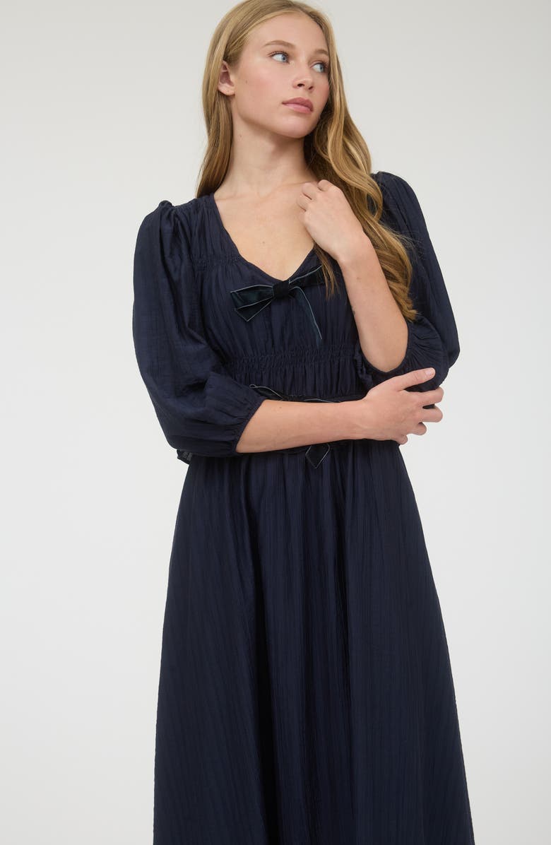 AUGUST SKY Three-Quarter Sleeve Maxi Dress, Alternate, color, Navy