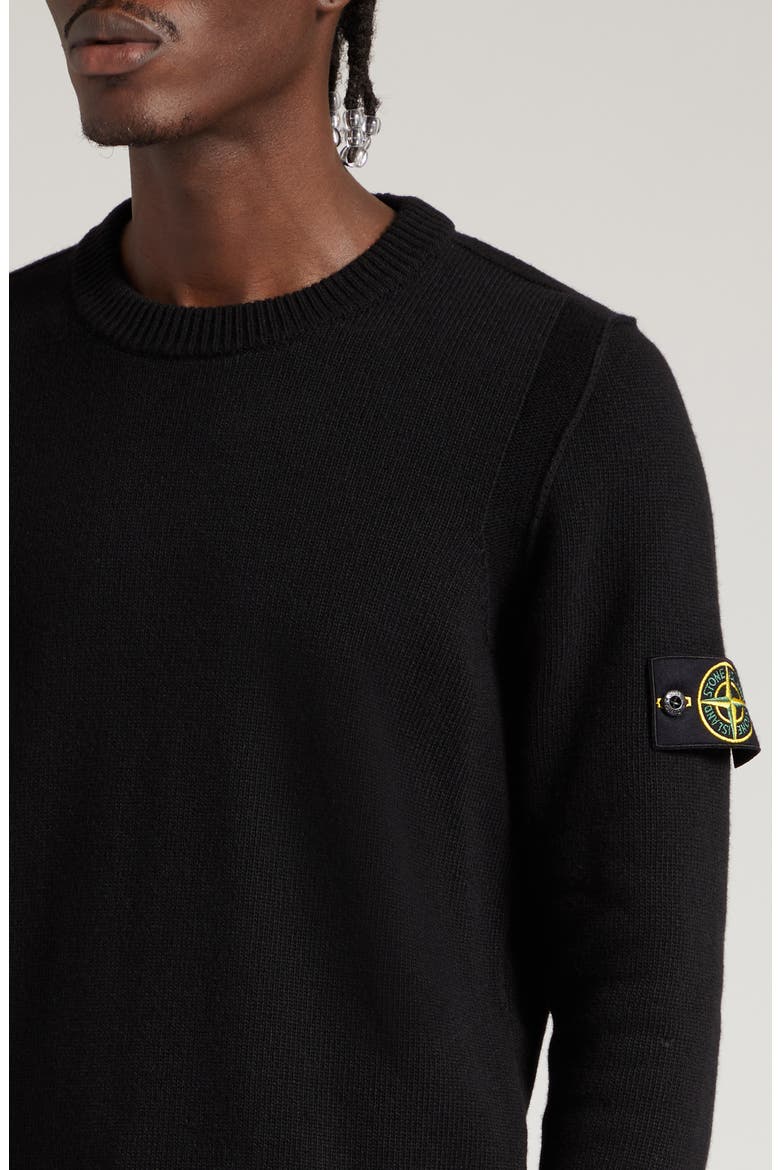 Crewneck Wool Blend Sweater, Alternate, color, BLACK