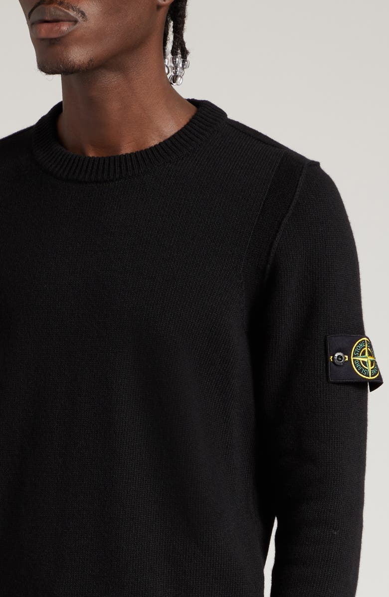 Stone Island Crewneck Wool Blend Sweater, Alternate, color, Black