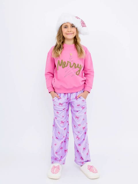 Plush Holiday Bows loungewear pant
