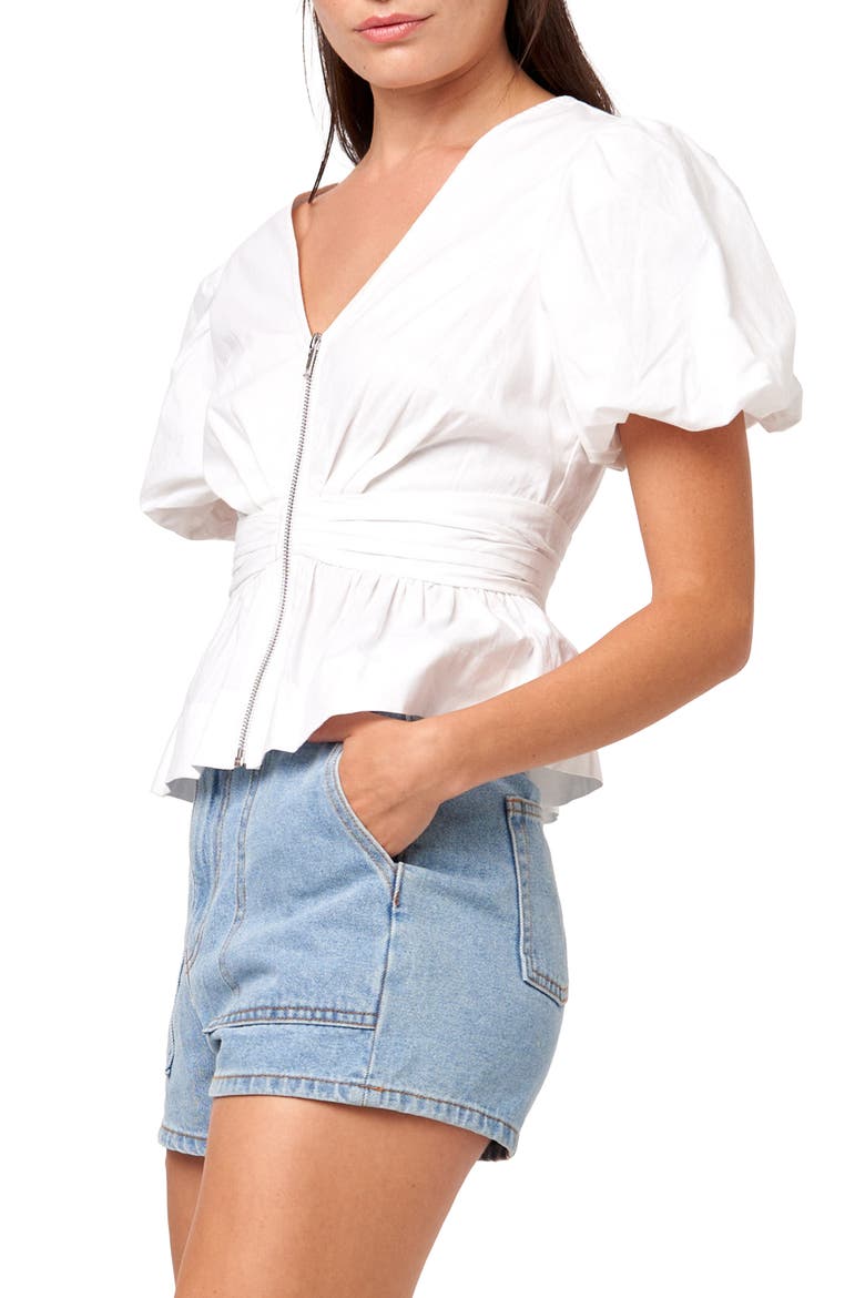 Wilma Bubble Sleeve Top, Alternate, color, WHITE