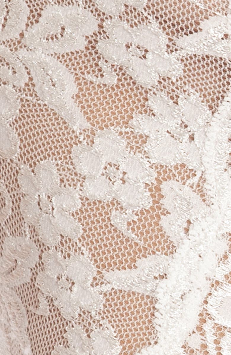 Plunge Neck Lace Thong Teddy
