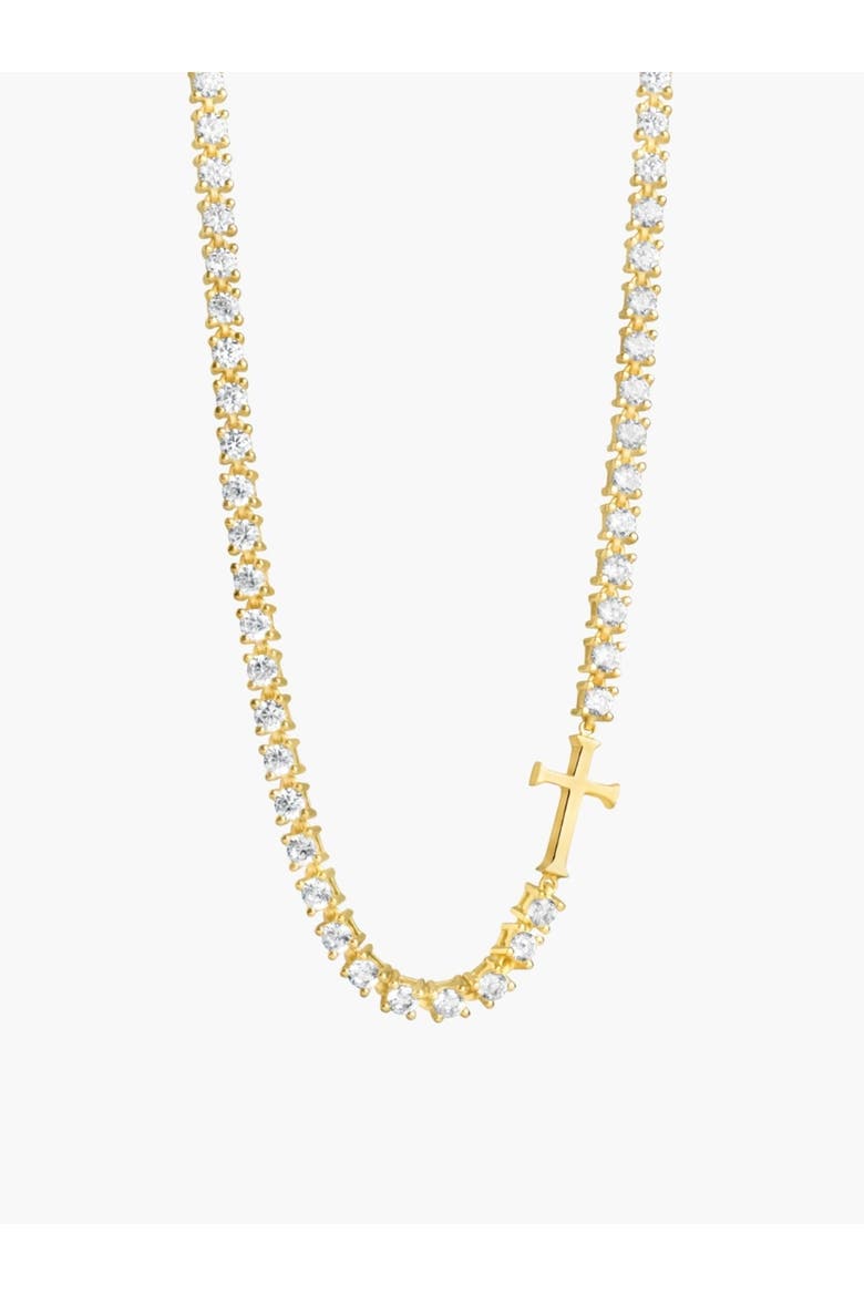 Luminous Cross Tennis Necklace, Main, color, 18k Gold Plated