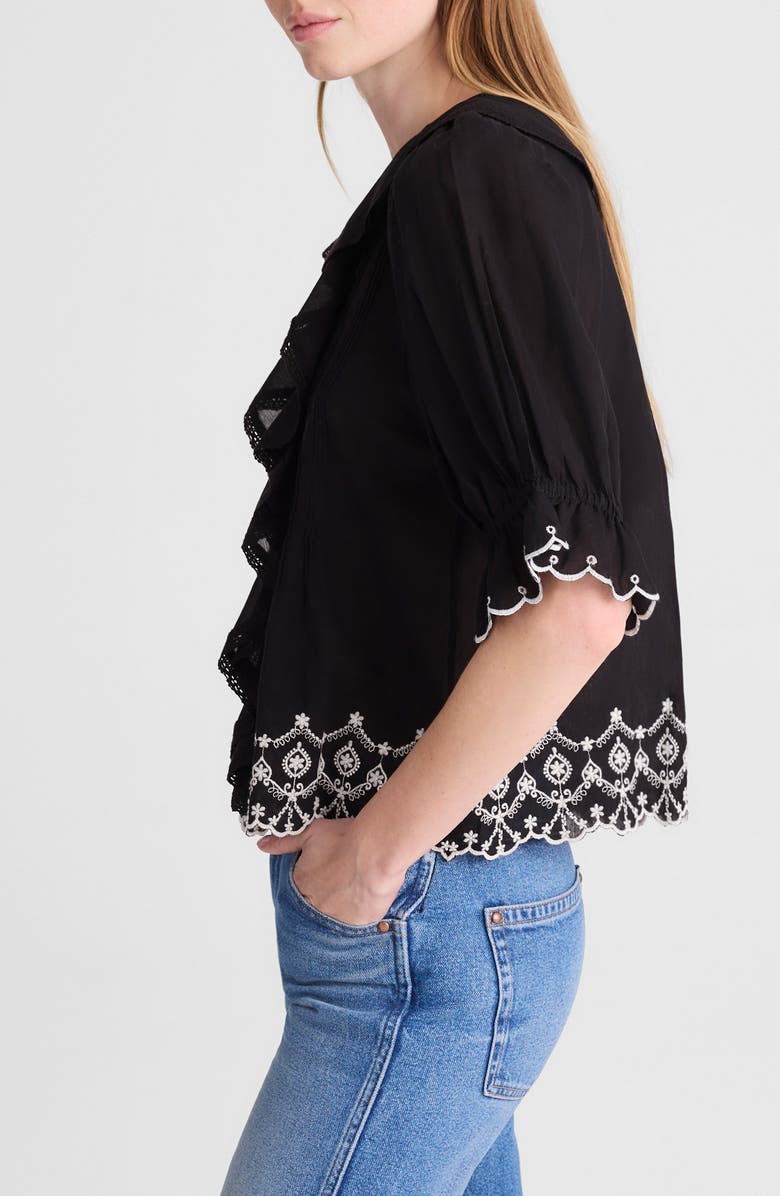 Madewell Ruffle Puff Sleeve Top, Alternate, color, Jet Black
