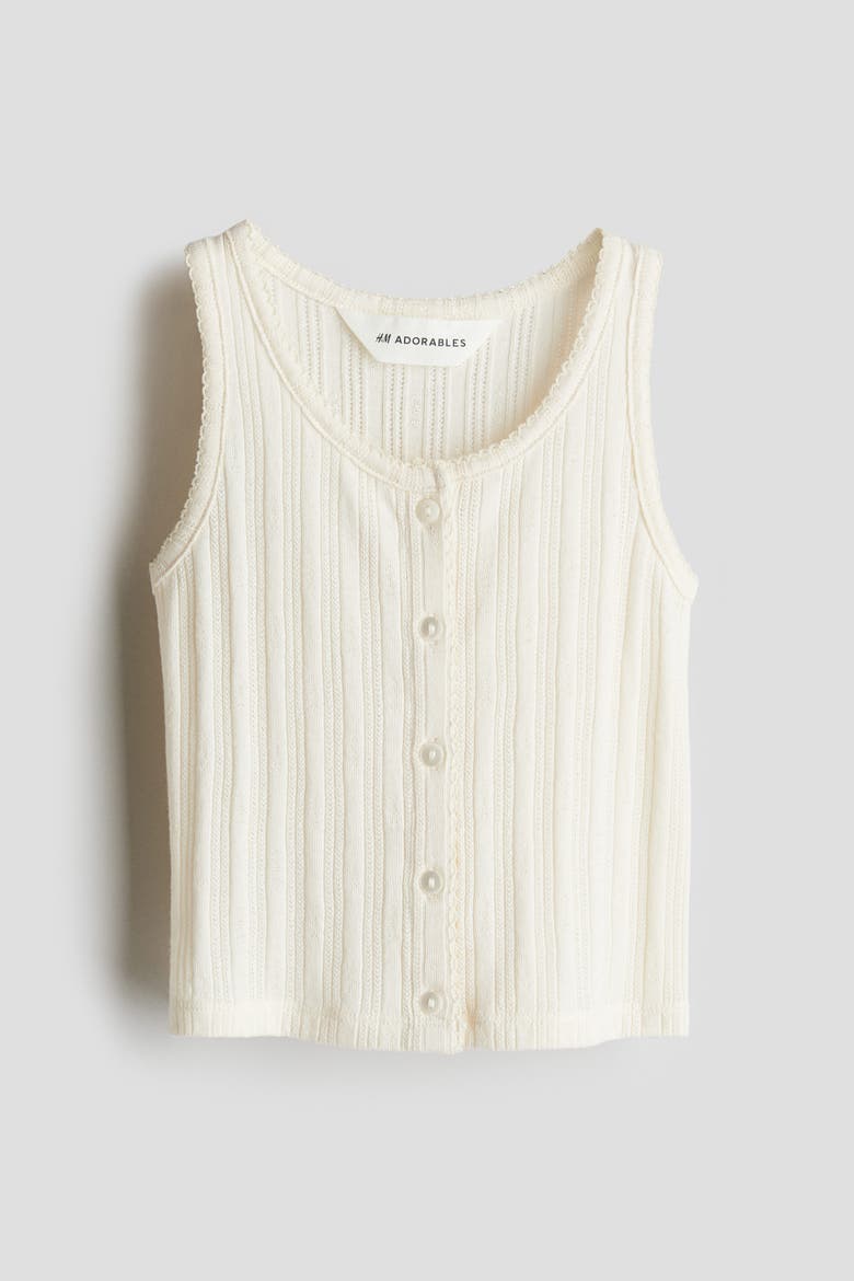 Pointelle Jersey Vest Top, Main, color, Cream