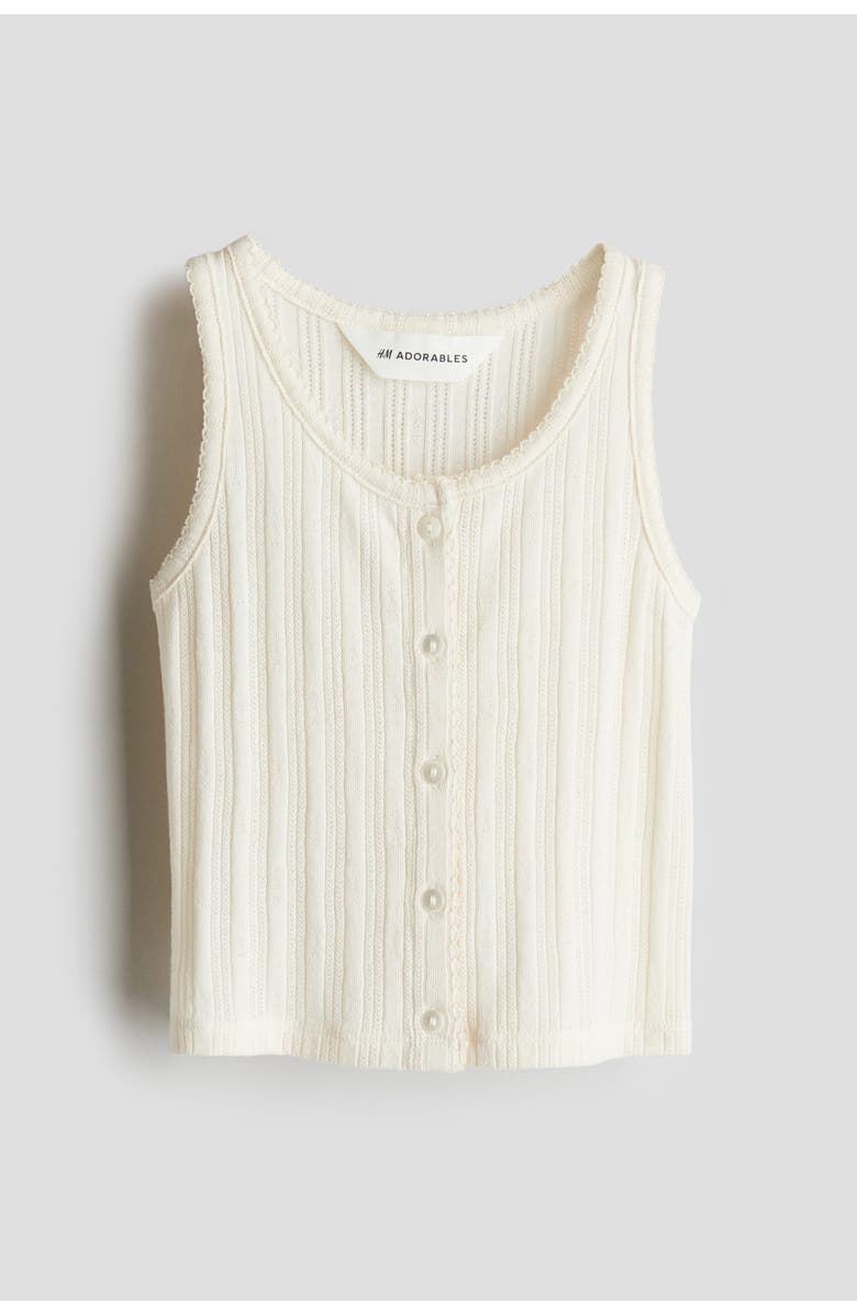 H&M Pointelle Jersey Vest Top, Main, color, Cream