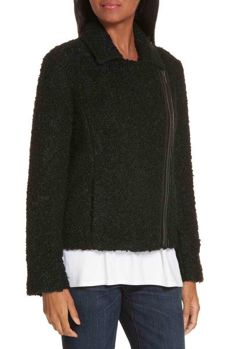 Eileen Fisher Alpaca Wool Blend Bouclé Moto Jacket, Alternate, color, 