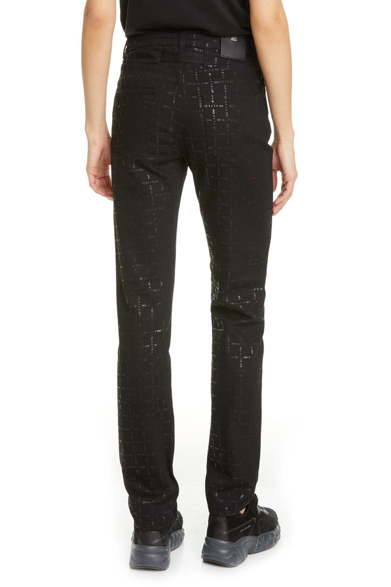 Logo Print High Waist Skinny Jeans, Alternate, color, BLACK