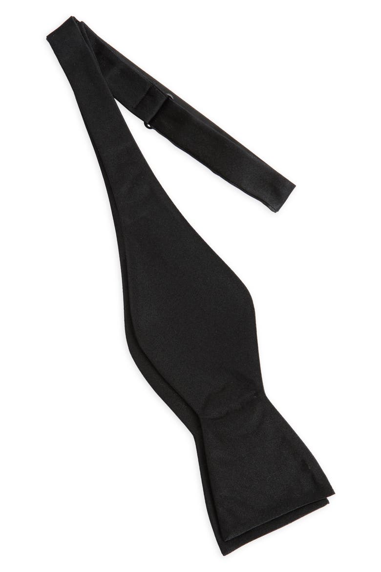 Black Silk Bow Tie, Alternate, color, BLACK