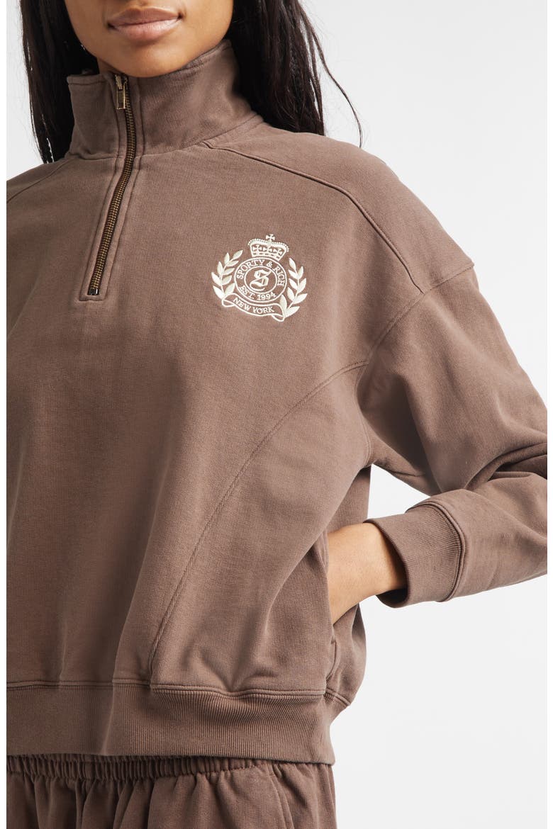 NY Crest Embroidered Half Zip Fleece Sweatshirt, Alternate, color, CHOCOLATE
