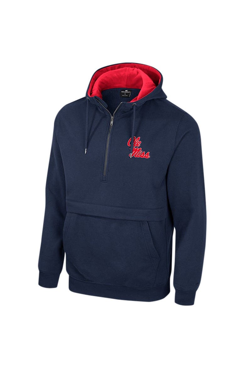 Men's Colosseum Navy Ole Miss Rebels Half-Zip Hoodie, Alternate, color, Navy