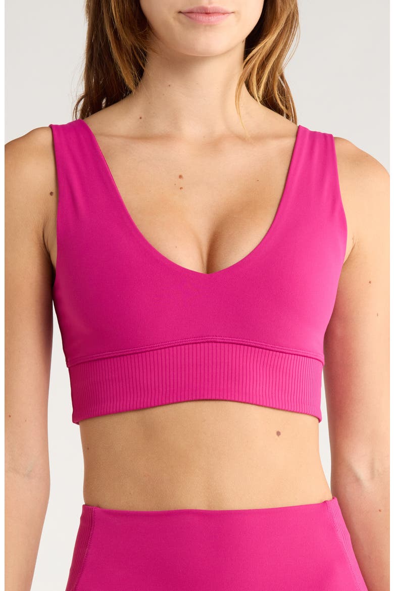 Rib Insert Activewear Bra, Main, color, MAGENTA