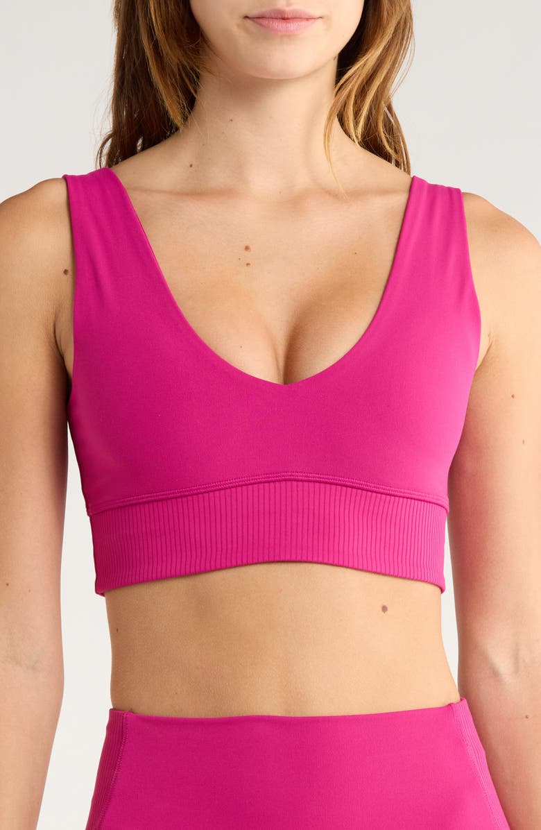 X by Gottex Rib Insert Activewear Bra, Main, color, Magenta