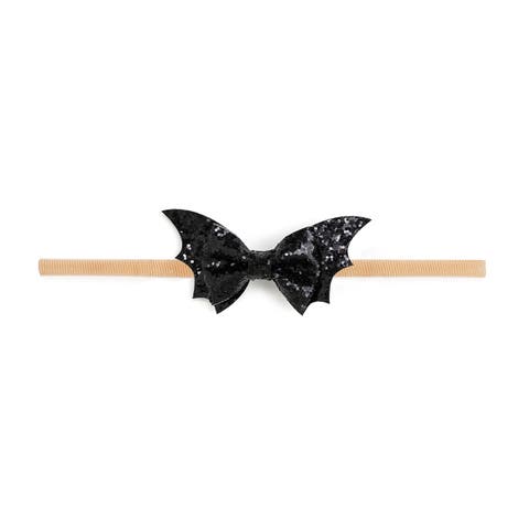 Glitter Bat Halloween Bow Baby Headband