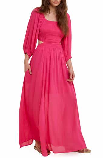 Balloon Sleeve Cutout Maxi Dress