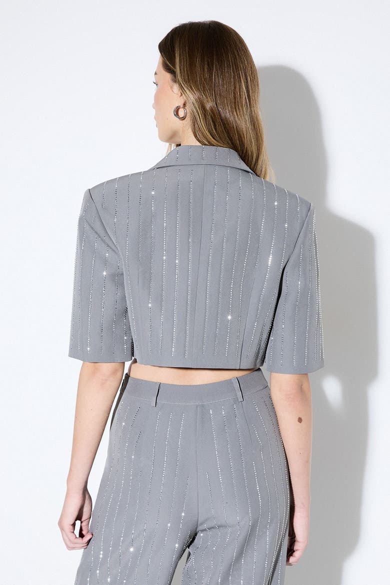 Premium Embellished Cropped Blazer, Alternate, color, Grey