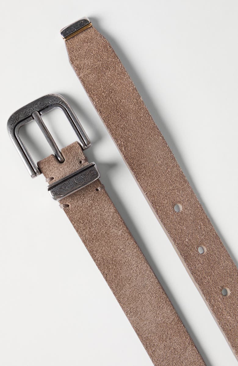 Brunello Cucinelli Reversed leather belt, Alternate, color, Light Brown