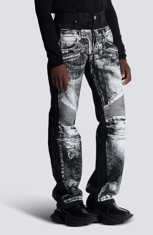 Shop Balmain Trompe L'oeil Denim Pants In Elr Black/grey
