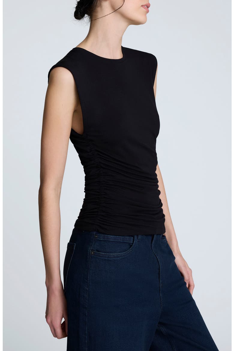 Ruched Sleeveless Knit Top, Alternate, color, BLACK