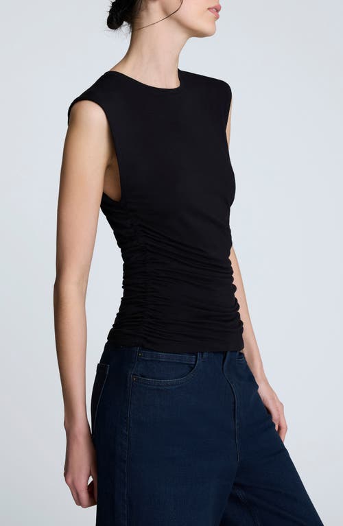 Kenneth Cole Sleeveless Side Rouched Knit Top In Black