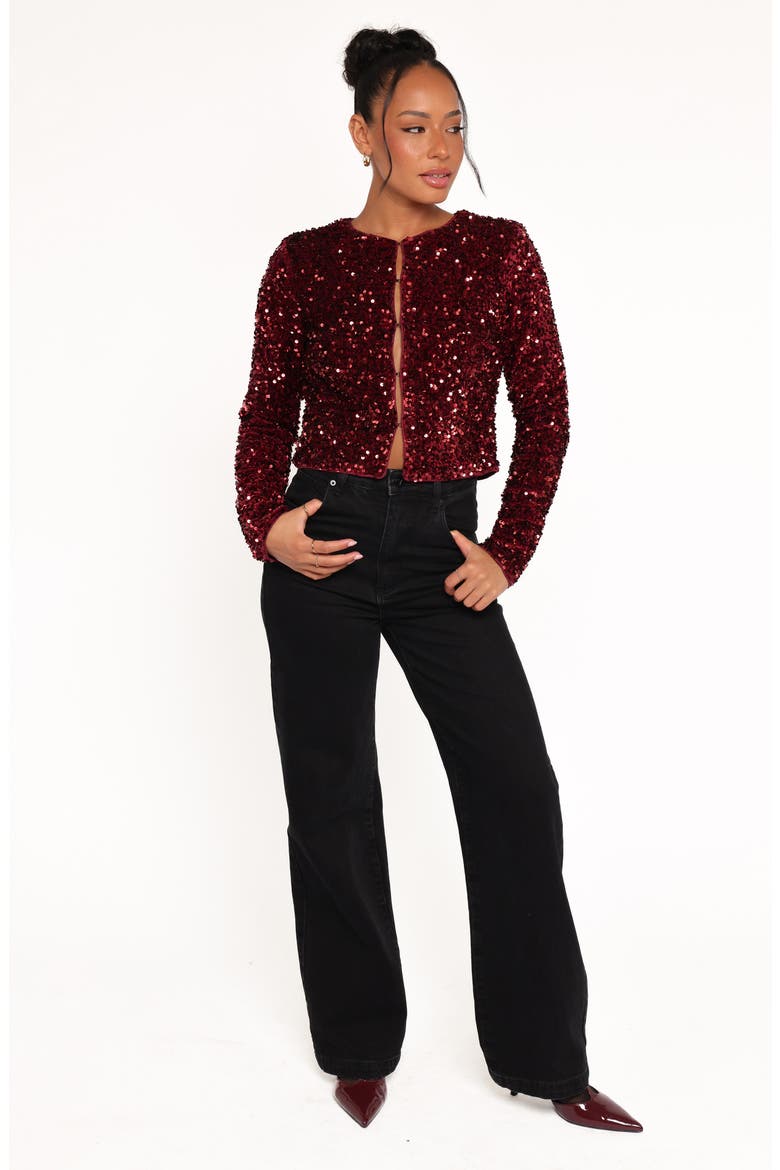 Scarlette Sequin Crop Jacket, Alternate, color, BURGUNDY SEQUIN
