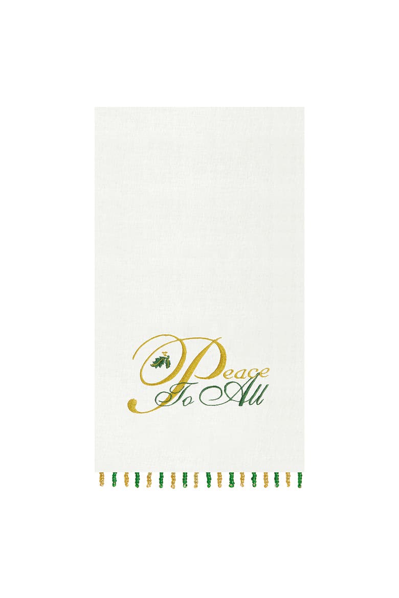 Peace To All Beaded Decorative Guest Towel, Main, color, Gold