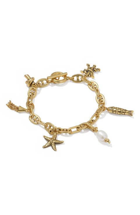Parker Cultured Freshwater Pearl Charm Bracelet