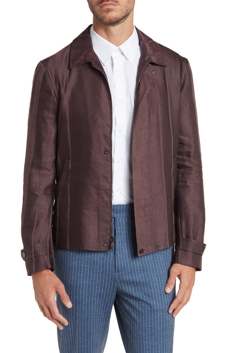 John Varvatos Slim Fit Linen Blend Zip Jacket, Main, color,