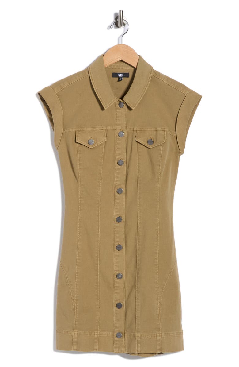 PAIGE Dekalb Cap Sleeve Denim Minidress, Alternate, color, Vintage Dusty Fern