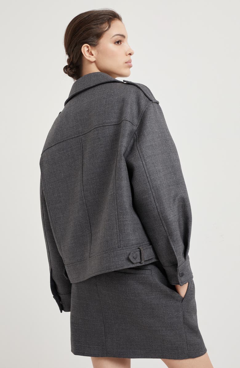 Brunello Cucinelli Virgin wool biker jacket, Alternate, color, 