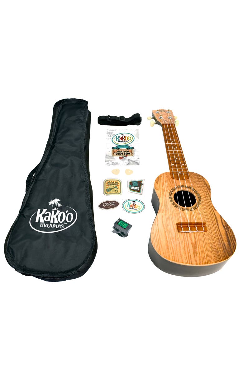 KaKo'o Music Kako'O 21" Professional Wooden Ukulele Set Sandalwood, Main, color, Multicolored
