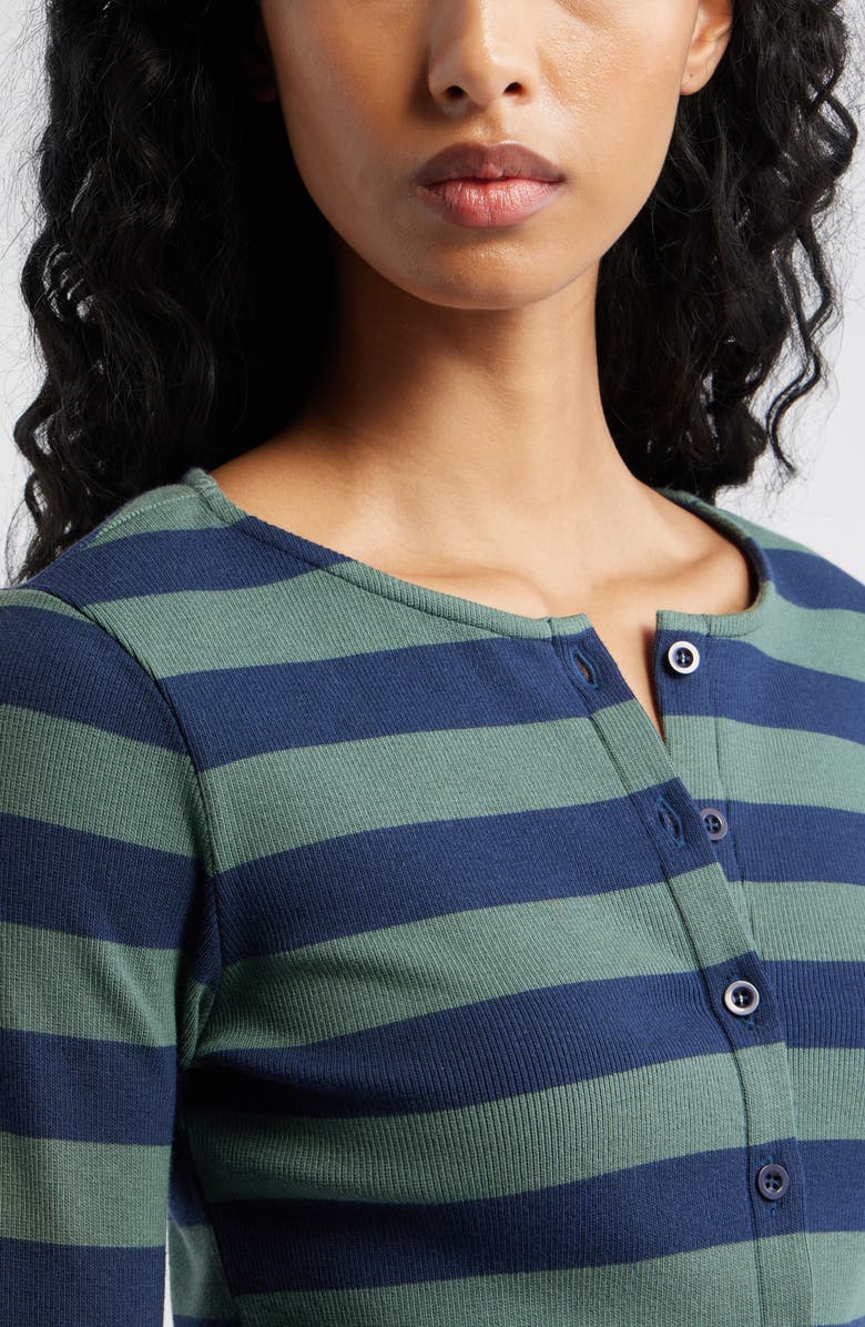 Damson Madder Sybil Stripe Cardigan, Alternate, color, Green