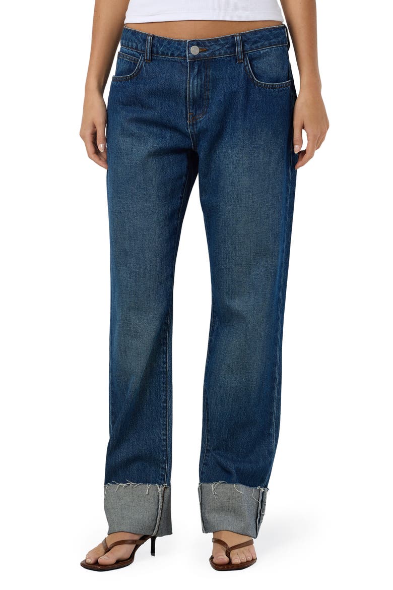 Sanja Cuffed Straight Leg Jeans, Main, color, DARK BLUE DENIM