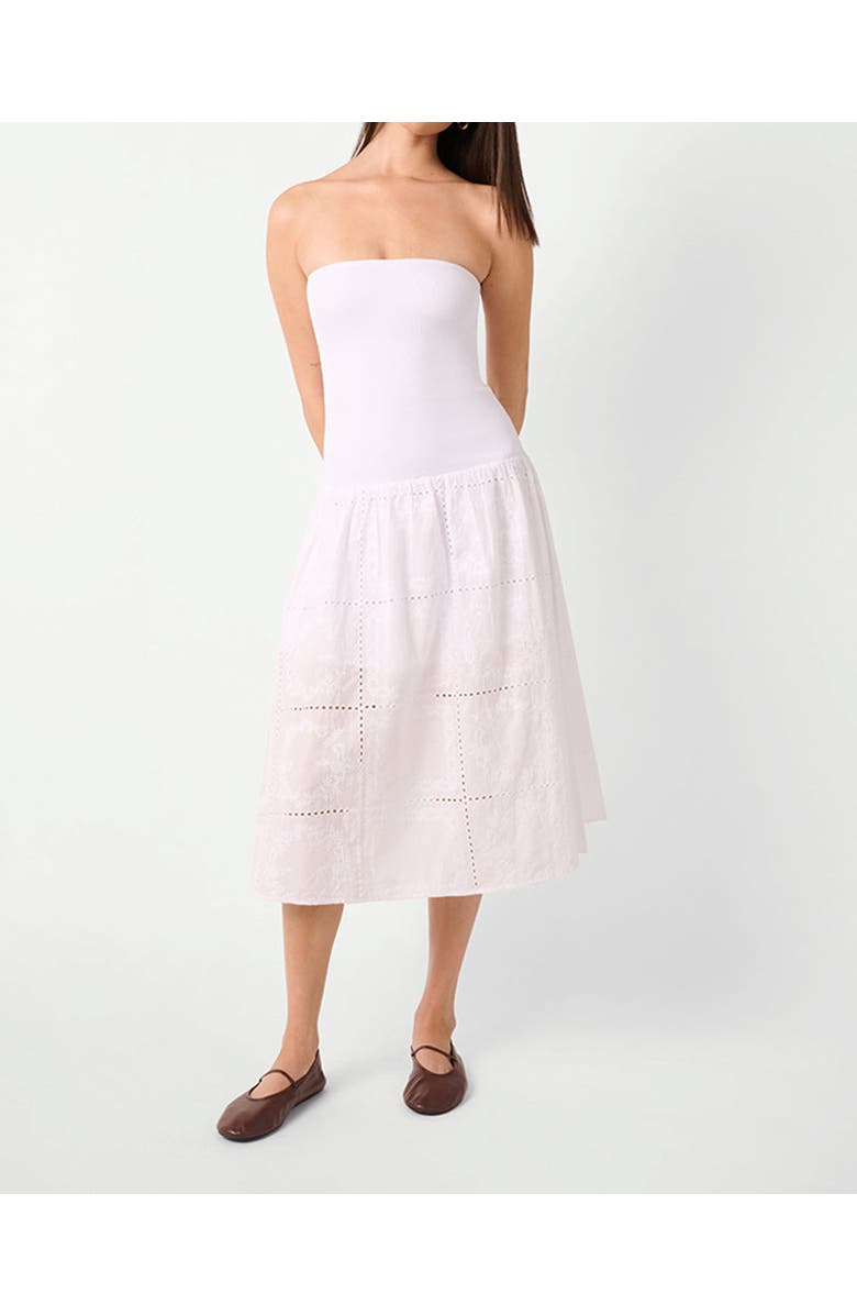 WeWoreWhat Ribbed Cotton Midi Dress, Main, color, White Multi