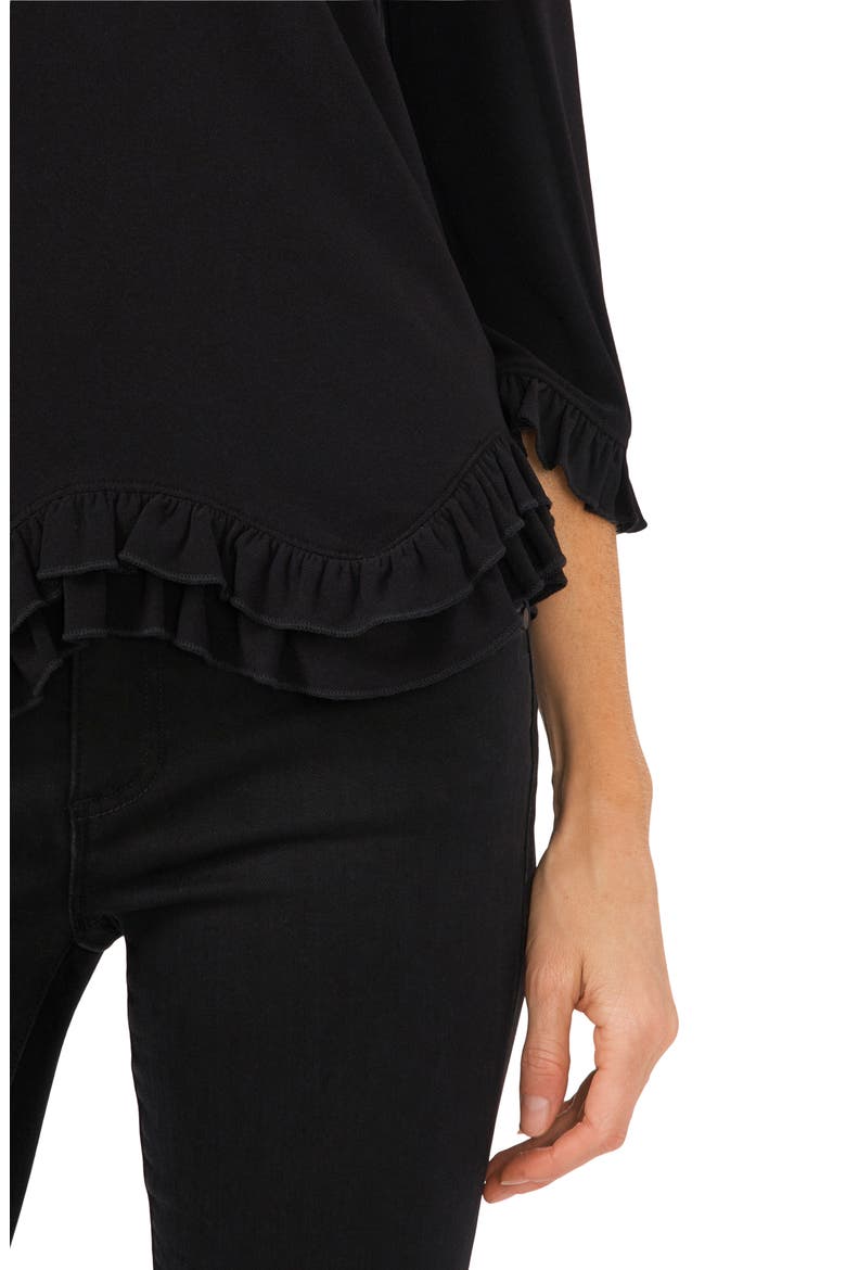 Ruffle Detail Knit Top, Alternate, color, RICH BLACK