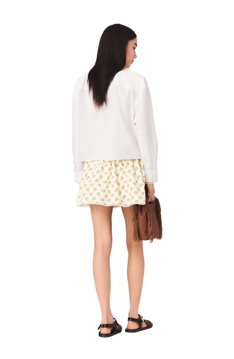 maje Printed skirt with rickrack trim, Alternate, color, Yellow Small Flowers Print