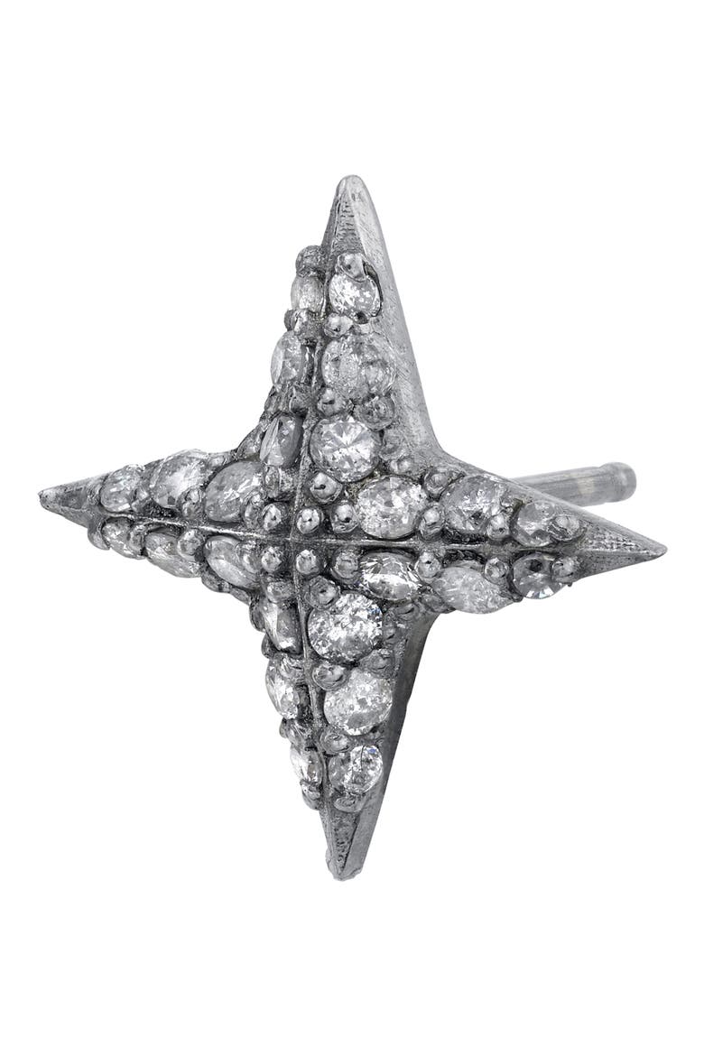 Diamond Star Stud Earrings, Alternate, color, STERLING SILVER