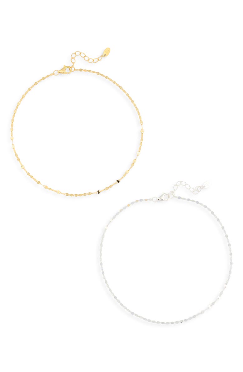 ARGENTO VIVO Set of 2 Kiss Chain Anklets, Main, color,