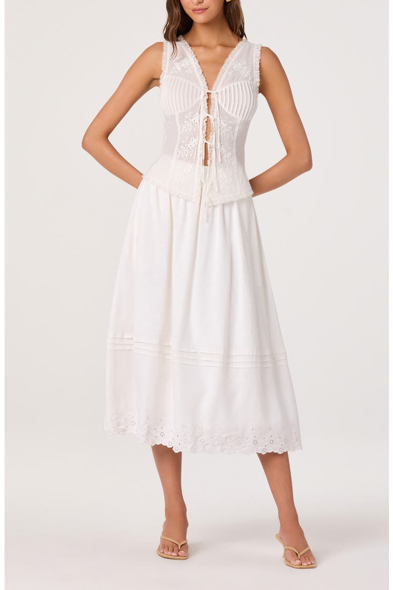 Carine Lace Detail Embroidered Cotton Top, Alternate, color, WHITE