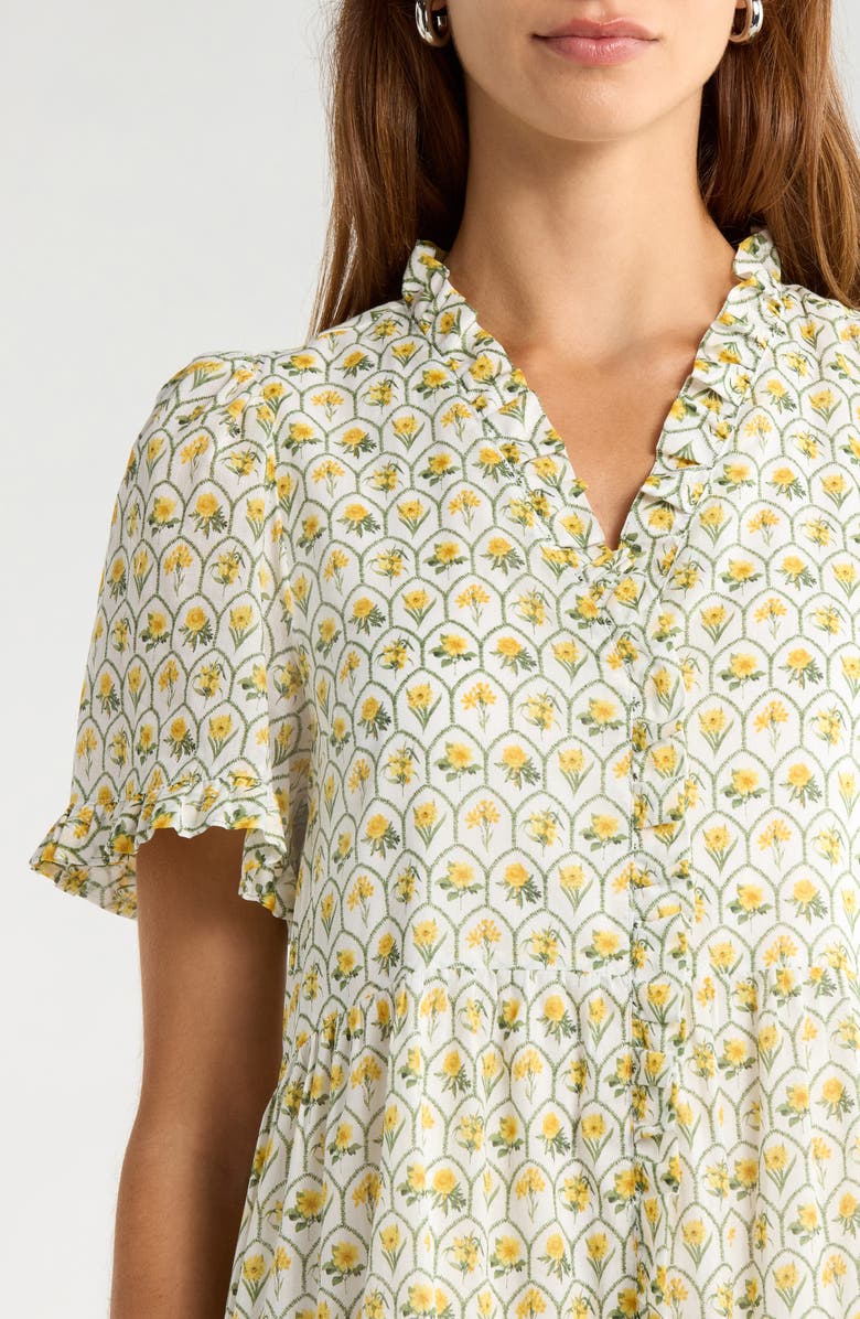 SUGARLIPS Trinny Floral Print Ruffle Dress, Alternate, color, White-Yellow
