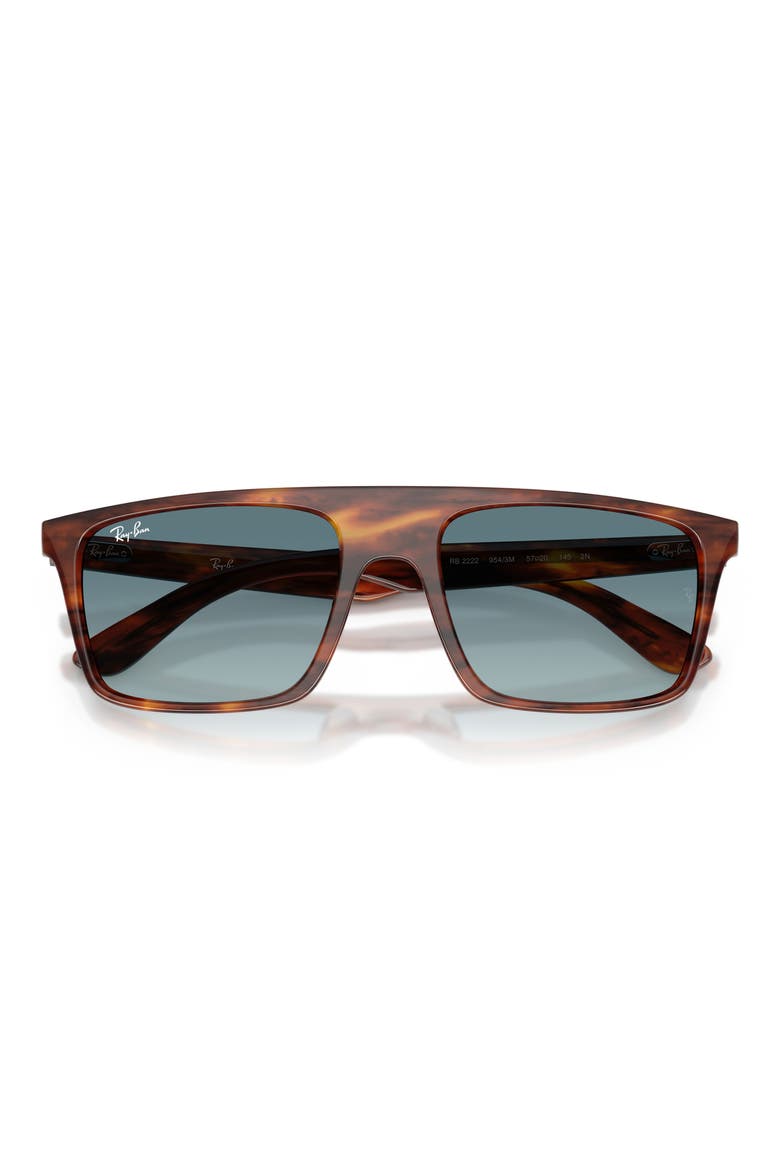 57mm Gradient Square Sunglasses, Alternate, color, STRIPED HAVANA / BLUE GREY