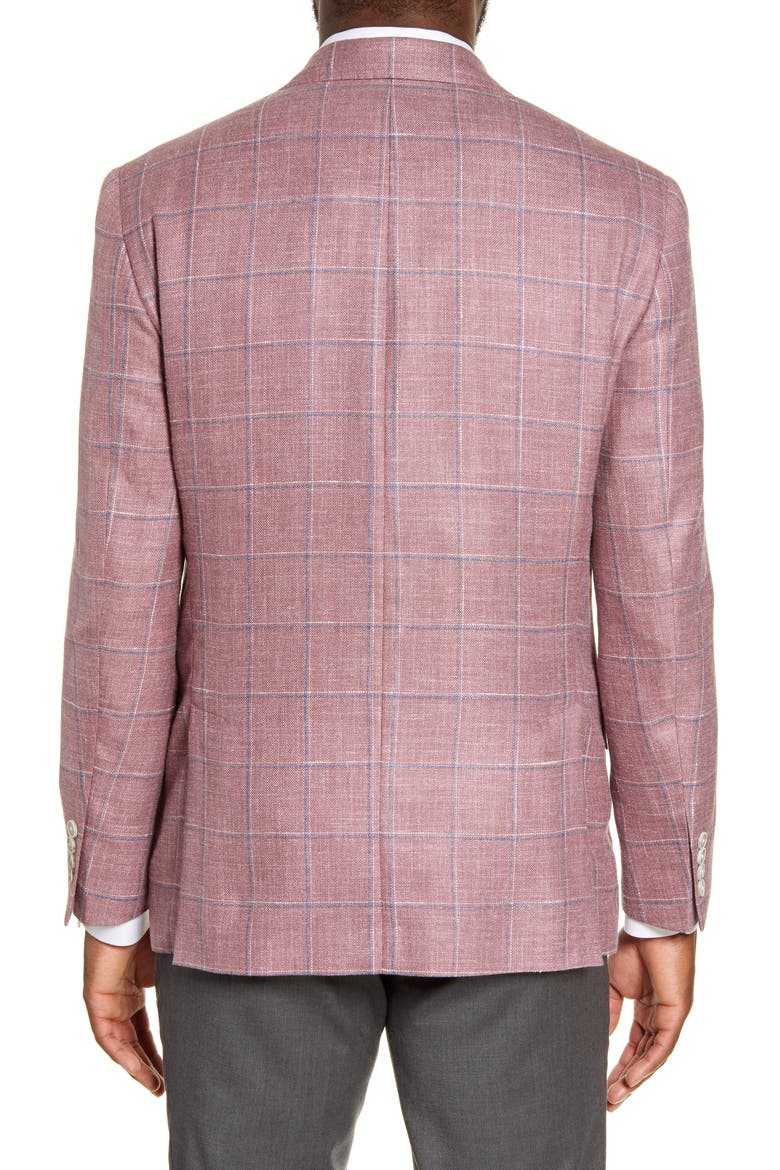 Classic Fit Windowpane Wool Blend Sport Coat, Alternate, color, ROSE/ WHITE