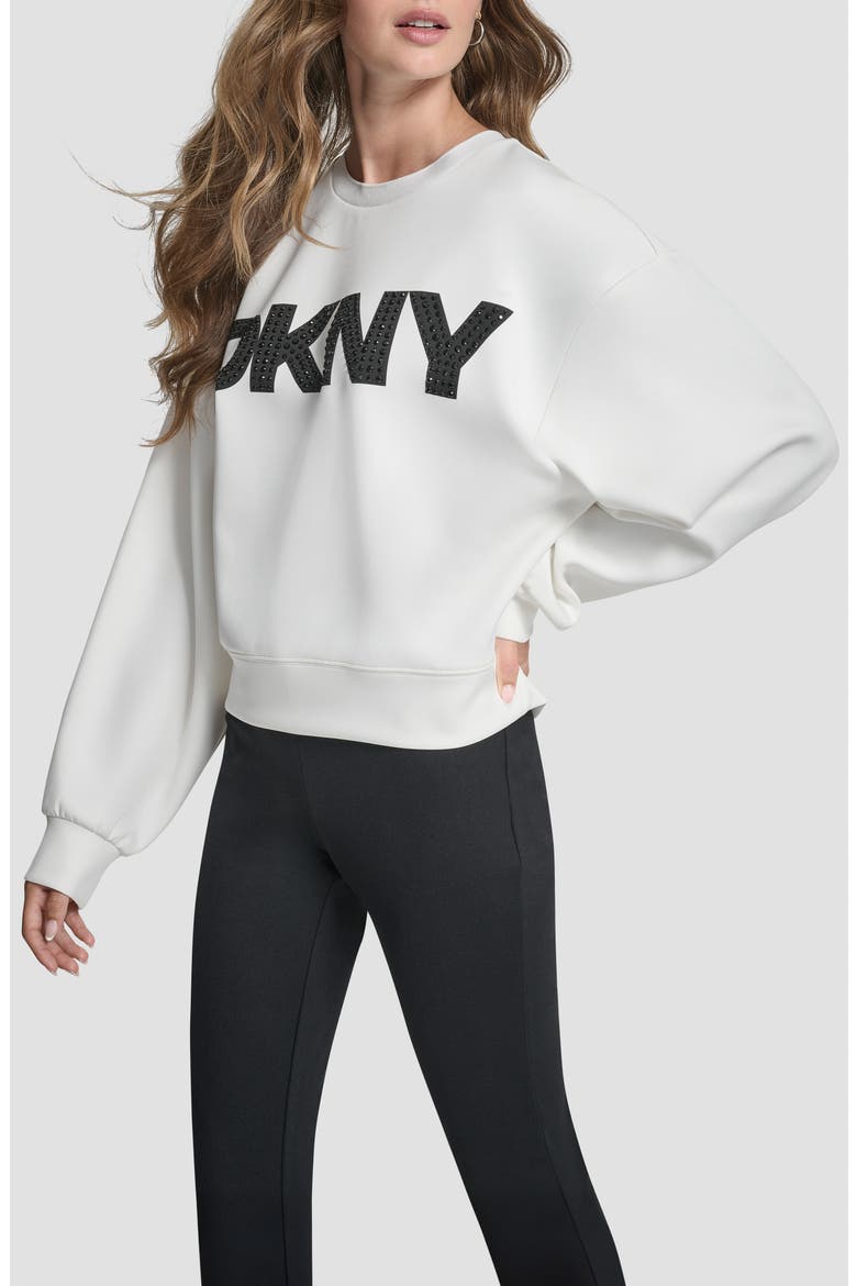 Embellished Logo Scuba Sweatshirt, Alternate, color, IVORY