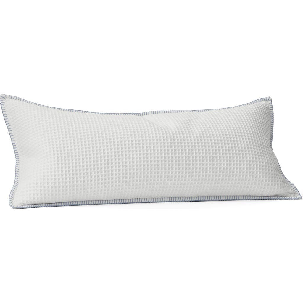 Boll & Branch Blanket Stitch Organic Cotton Waffle Weave Pillow Cover in White/Hydrangea  product