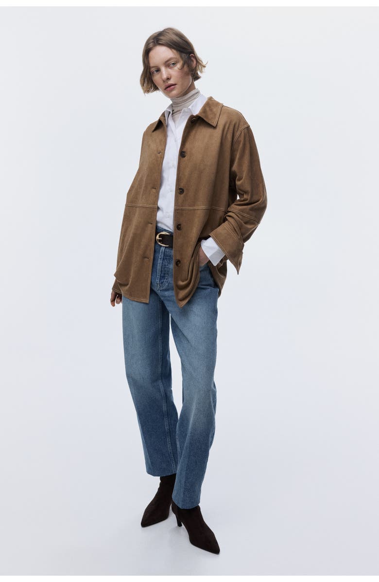 H&M Loose-fit Shirt, Alternate, color, Brown
